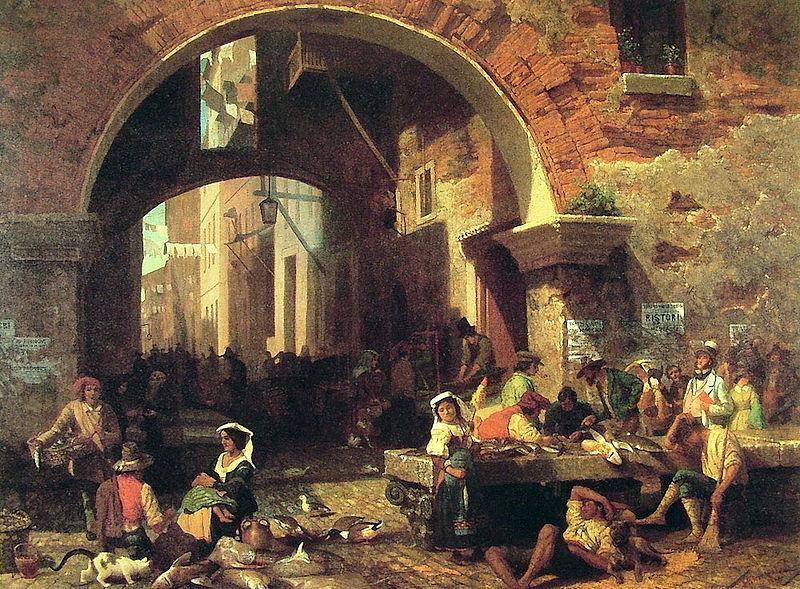 Albert Bierstadt Roman Fish Market, Arch of Octavius oil painting image